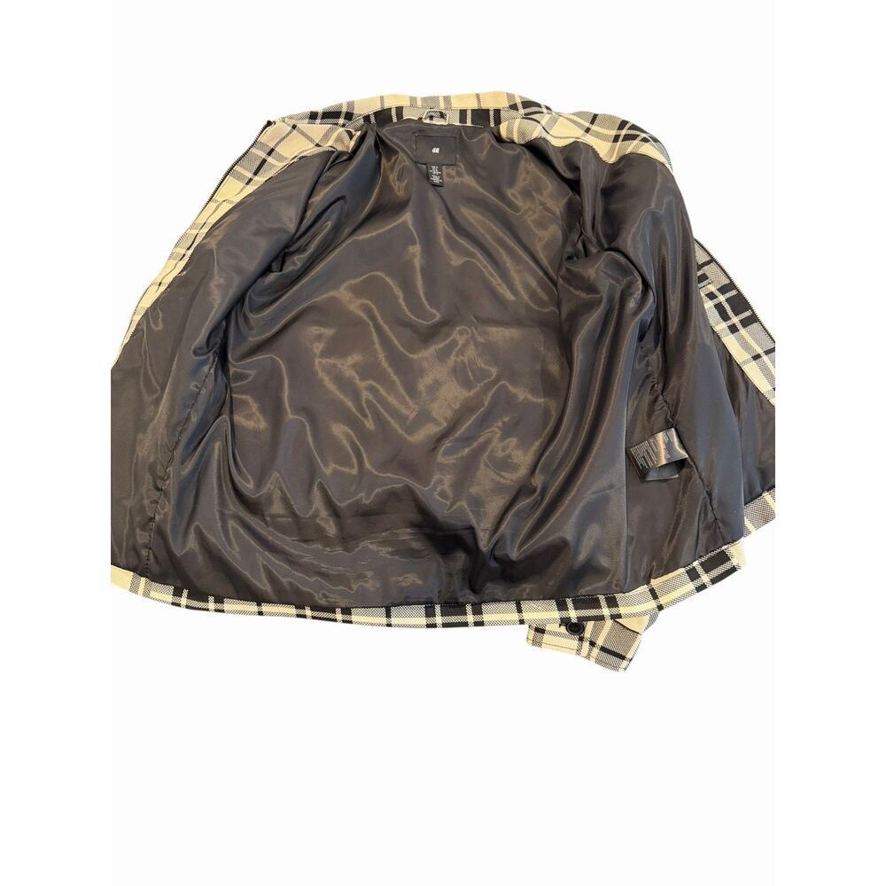 H&M Men's Black & Cream Plaid Full Zipper Jacket /Shacket Size M Oversized - Picture 8 of 13